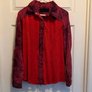 NWOT The NU Vintage Red and Purple Buddha Button-Up Shirt M